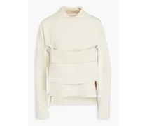 Appliquéd cotton-blend sweater - Neutral