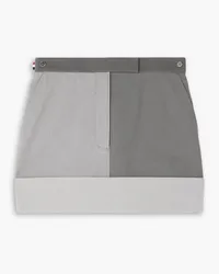 Thom Browne Color-block cotton-seersucker mini skirt - Gray Gray