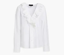 Everett ruffle-trimmed cotton-jersey blouse - White