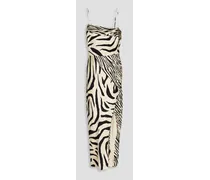 Skyler zebra-print silk-satin midi dress - White
