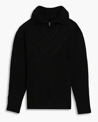 Jet Set Jacquard-knit wool half-zip sweater - Black Black