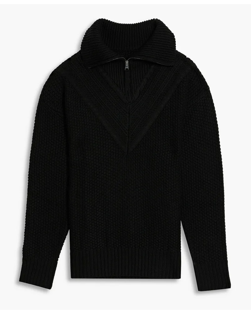 Jet Set Jacquard-knit wool half-zip sweater - Black Black