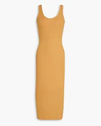 Enza Costa Ribbed jersey midi dress - Yellow Yellow