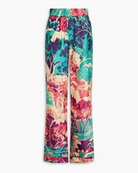 RED Valentino Printed silk-twill straight-leg pants - Green Green