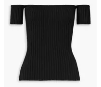 Melodie off-the-shoulder ribbed stretch-cotton top - Black