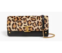 T Timeless leopard-print calf hair and leather shoulder bag - Animal print