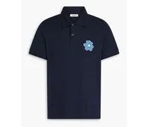 Appliquéd cotton-piqué polo shirt - Blue