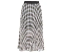 Pleated checked georgette midi skirt - White