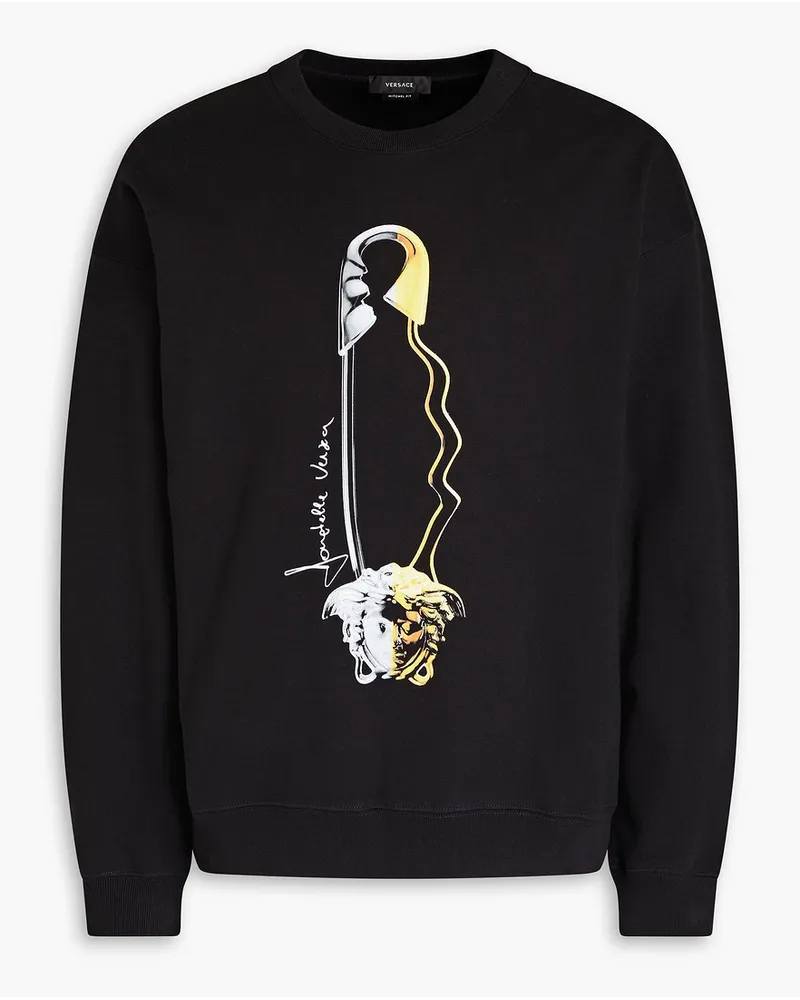 Versace Printed French cotton-terry sweatshirt - Black Black