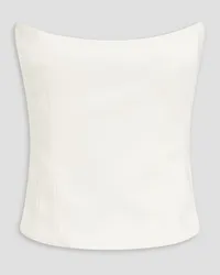 Magda Butrym Strapless silk and wool-blend satin bustier top - White White