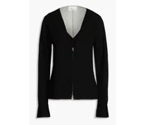 Wool-blend zip-up sweater - Black