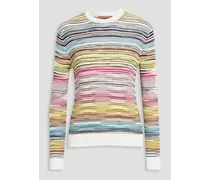 Space-dyed crochet-knit wool-blend sweater - Multicolor