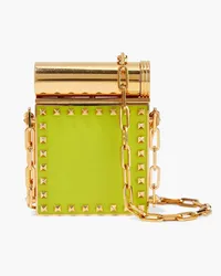 Valentino Garavani Rockstud gold-tone and enamel lipstick holder - Yellow Yellow