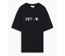 Appliquéd cotton-jersey T-shirt - Black