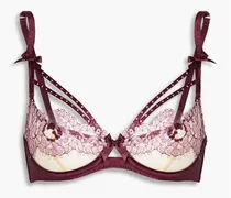 Agnese tulle and satin underwired balconette bra - Purple