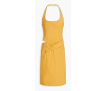 Hielo cutout draped wool-blend halterneck dress - Yellow