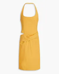 Jacquemus Hielo cutout draped wool-blend halterneck dress - Yellow Yellow