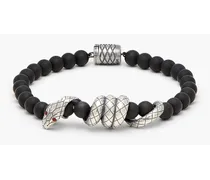 Silver-tone onyx bracelet - Black
