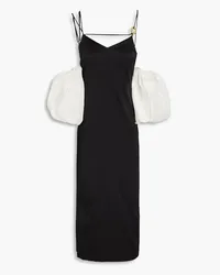 REJINA PYO Stevie stretch-silk satin embellished midi dress - Black Black