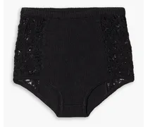 Ubari crocheted linen shorts - Black