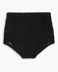 Le Kasha 1918 Ubari crocheted linen shorts - Black Black