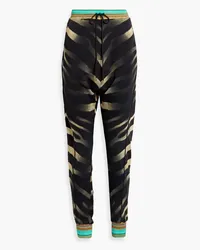 Camilla Bakora crystal-embellished printed French cotton-terry track pants - Black Black