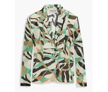Pleated printed silk jacket - Neutral