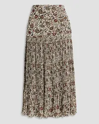 Veronica Beard Levine floral-print plissé crepe de chine midi skirt - Brown Brown