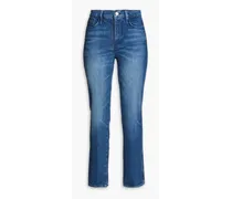 Le Sylvie Slender Straight distressed mid-rise straight-leg jeans - Blue
