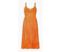 Silena crochet-knit midi dress - Orange