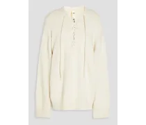 Lace-up cashmere sweater - White