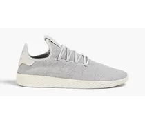 Stretch-knit and suede sneakers - Gray