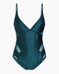 Zimmermann Stretch-mesh paneled swimsuit - Blue Blue