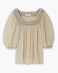 See by Chloé Smocked georgette blouse - Neutral Neutral