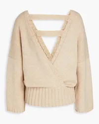 Missoni Wrap-effect cutout wool-blend sweater - Neutral Neutral