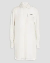 Brunello Cucinelli Bead-embellished silk crepe de chine shirt - White White