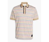 Striped cotton-jersey polo shirt - Neutral