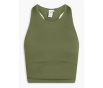 Bianca ribbed jersey sports bra - Green