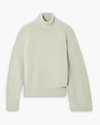 Stella McCartney Cape-effect ribbed cashmere and wool-blend turtleneck sweater - Neutral Neutral