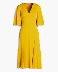 Dolce & Gabbana Gathered silk-blend crepe midi dress - Yellow Yellow