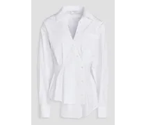Rosamund wrap-effect pleated cotton-blend poplin shirt - White