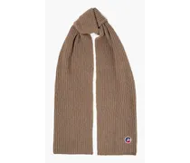 Ribbed merino wool and cashmere-blend scarf - Neutral