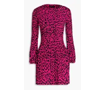 Leopard-print woven mini dress - Pink