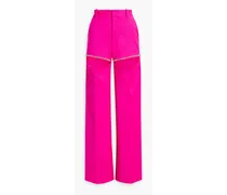 Cutout crystal-embellished wool-blend wide-leg pants - Pink
