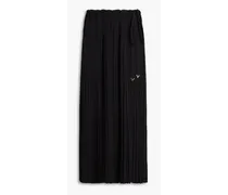 Pleated silk-crepe midi skirt - Black