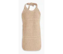 Nuvola ribbed-knit halterneck mini dress - Neutral