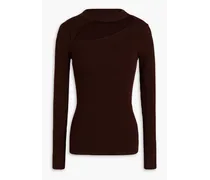 Barton cutout ribbed wool-blend sweater - Brown