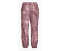 Printed cotton-voile tapered pants - Purple