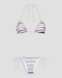 Missoni Mare striped metallic crochet-knit triangle bikini - White White