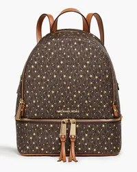 Michael Kors Printed coated faux-textured leather backpack - Brown Brown